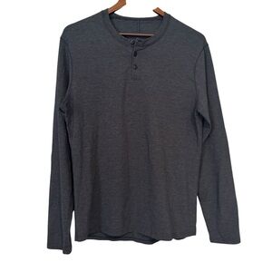 Men's Lululemon Dark Gray Long Sleeve Henley Tee Relaxed Fit